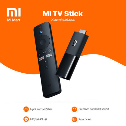 Mi TV Stick 4K – جهاز بث ذكي 4K بنظام Android TV مع ريموت صوتي (أسود)