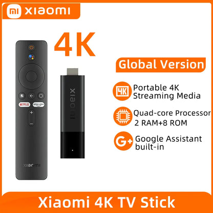 Mi TV Stick 4K – جهاز بث ذكي 4K بنظام Android TV مع ريموت صوتي (أسود)