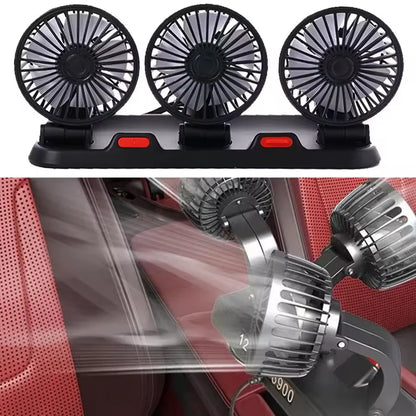 مروحة ثلاثية برؤوس قابلة للتعديل مع شحن USB – تبريد قوي وموجه