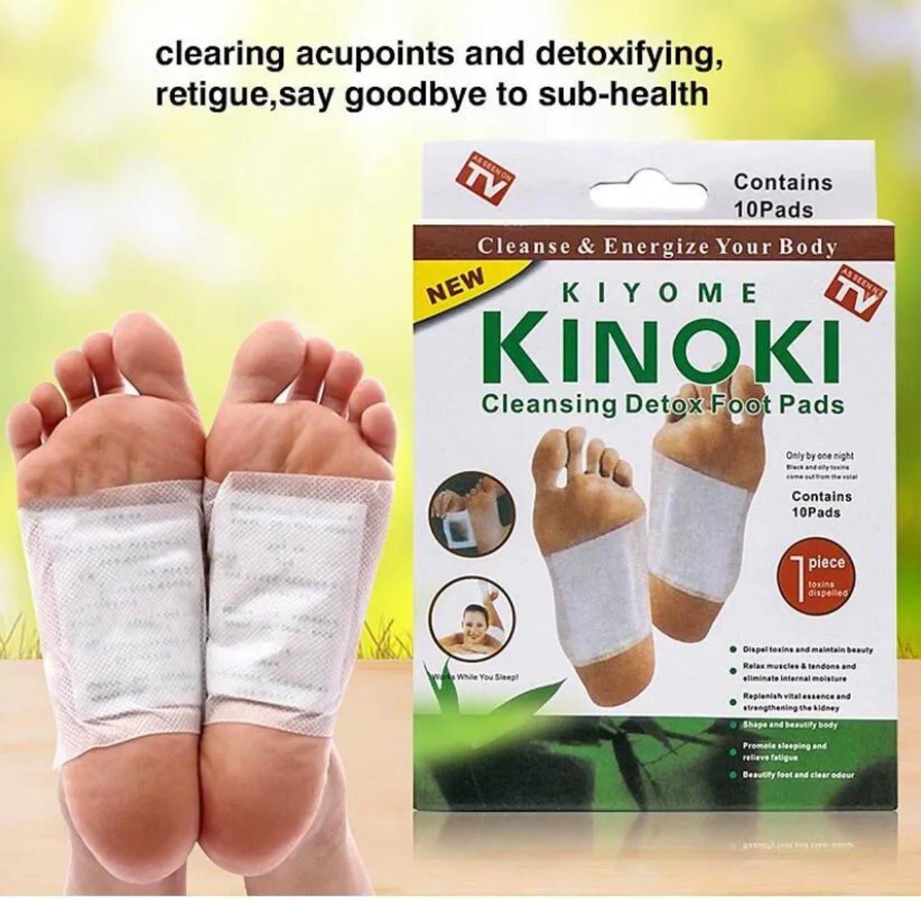 Kinoki Cleansing Detox Foot Pads for Travelling outdoor sports running walking purpose especially -10 Pads
