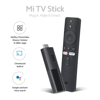 Mi TV Stick 4K – جهاز بث ذكي 4K بنظام Android TV مع ريموت صوتي (أسود)